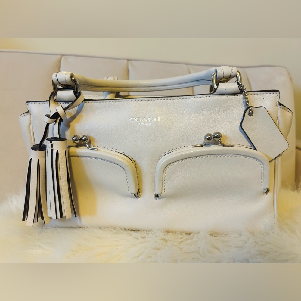 Coach Y2K Archive Double Kiss Lock Off/Winter White Leather Satchel 21167 - Picture 2 of 13